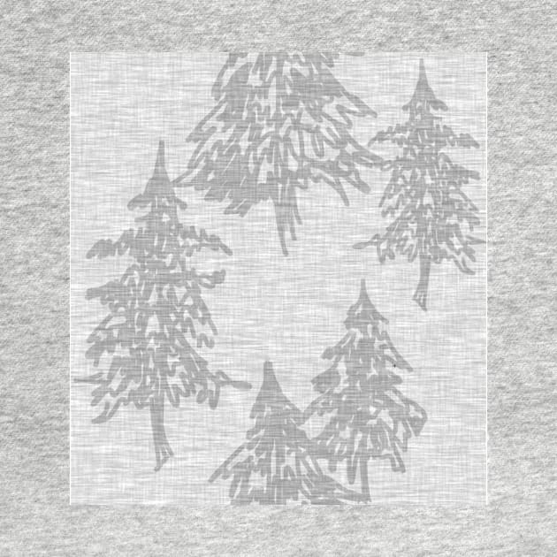 Evergreen Trees - Grey Linen by SugarPineDesign